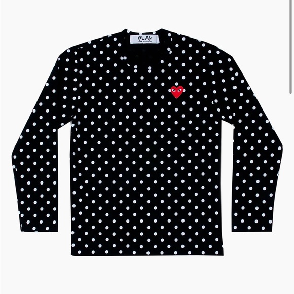 Comme des Garcons Tops - Comme des Garcons Black Shirt with White Polka Dots Size Medium